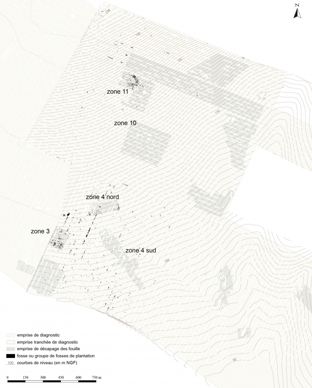 Figure 2. Plan de localisation des fosses sur l&apos;ensemble du territoire de la zone d&apos;activité.