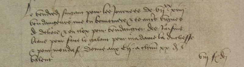 Figure 1. Compte de la châtellenie de Chenôve du 3 mars 1423 au 31 décembre 1423. Arch. dep. Côte d&apos;Or, B 4274, fol. 29v.