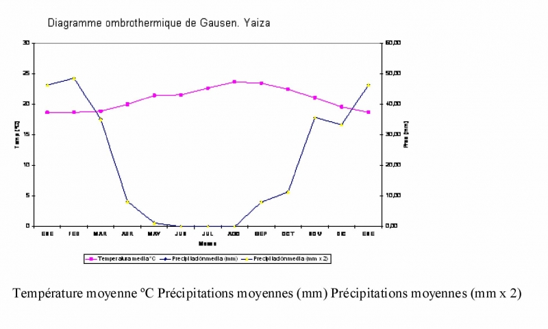 Température moyenne ºC Précipitations moyennes (mm) Précipitations moyennes (mm x 2)