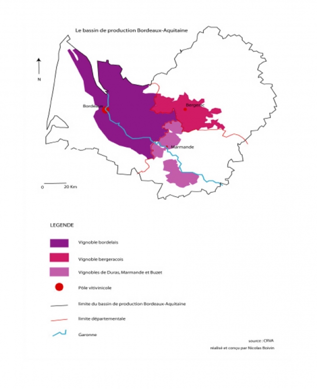 Fig. 5 : Le bassin de production Bordeaux-Aquitaine