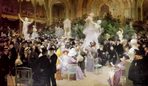 Figure 1. Jules Grün, Un vendredi au Salon des Artistes français, huile sur toile, H. 3,60 x L. 6,16 m., Salon de 1911, Rouen, Musée des beaux-arts.