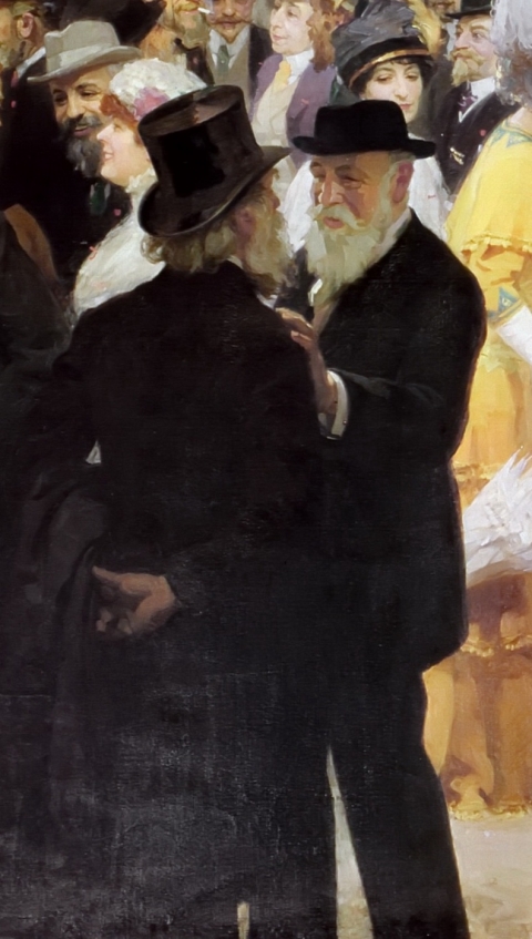 Figure 2. Portrait d’Angelo Mariani, détail de Jules Grün, Un vendredi au Salon des Artistes français, huile sur toile, H. 3,60 x L. 6,16 m., Salon de 1911, Rouen, Musée des beaux-arts.