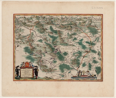 Figure 1. La carte des « Environs de l’étang de Longpendu, comprenant une grande partie du Comté du Charolois par Ian van Damme Sr d’Amendale »