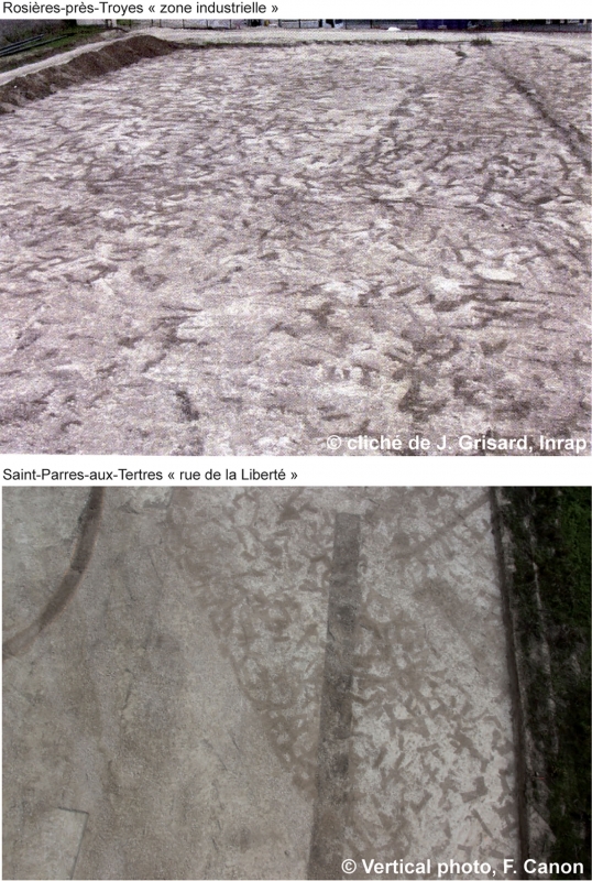 Figure 6 : fosses de plantation dédiées à la viticulture de Rosières-près-Troyes et Saint-Parres-aux-Tertres.