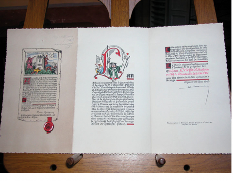 Annexe 3 : Invitation à la cérémonie du bornage (triptyque) envoyée au conservateur des archives de la Côte-d’Or, (Archives départementales de la Côte-d’Or, 1J 1428).