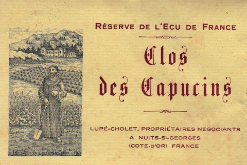 Figure 5 - Étiquette Clos des Capucins, vers 1920. Source : Maison Lupé-Cholet à Nuits-Saint-Georges.