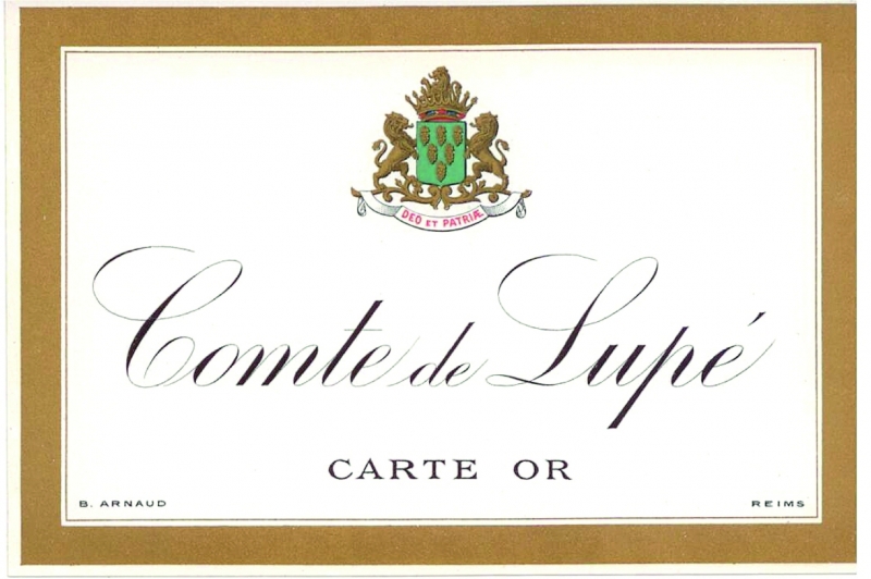 Figure 6 - Étiquette Comte de Lupé « Carte Or », vers 1920. Source : Maison Albert Bichot à Beaune.