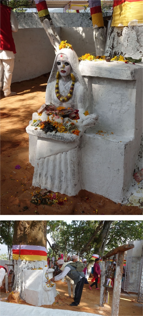 Fig 18 and 19: Phalgunanda statue within the Sumhatlung shrine compound worshiped during the Jayantī celebrations.