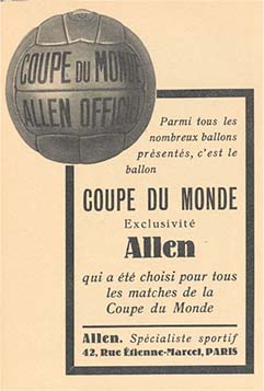 Image n° 2 : Publicité pour le ballon Allen Officiel parue dans la Revue de la Coupe du monde de football 1938.