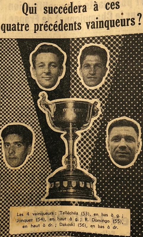 Figure n° 3 : Montage iconographique publié dans L’Équipe (6 juin 1957) avant la finale Olympique de Marseille-Racing Club de Lens.