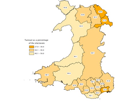 Local differentials in turnout in referendum, March 2011 