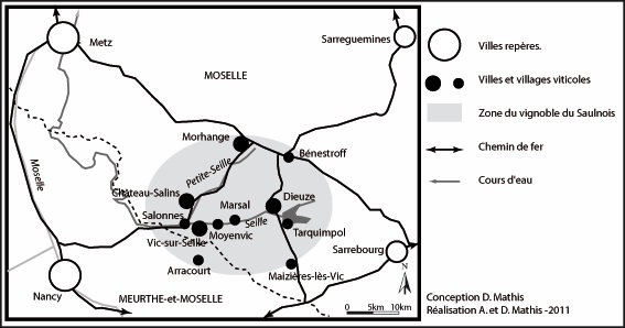 Figure n°1 – Le territoire du vignoble du Saulnois. 
