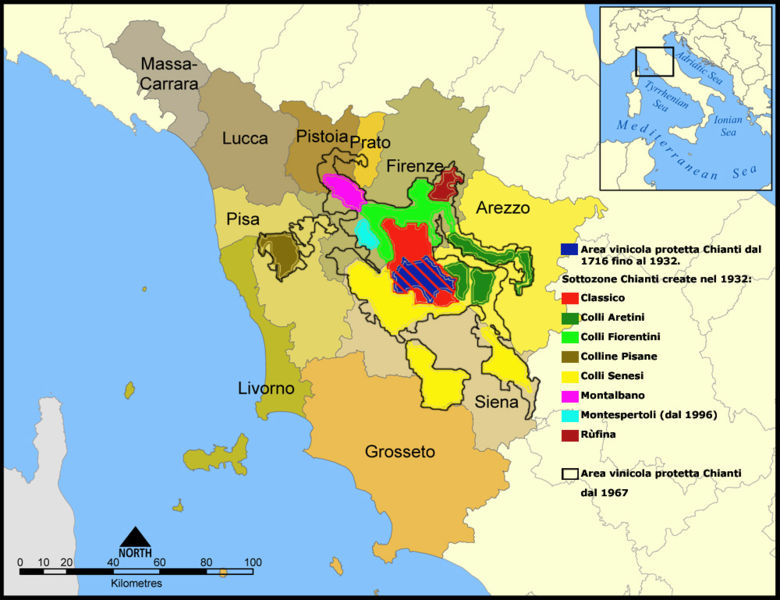 Zones délimitées du Chianti 