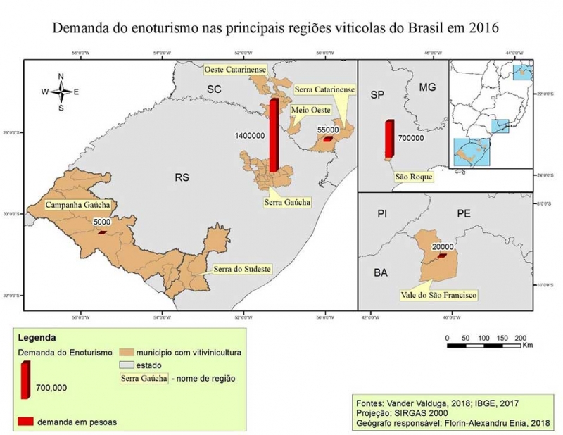 Mapa 6 - Demanda do Enoturismo no Brasil. 