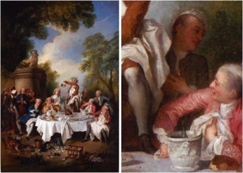Illustration 5 : L’expulsion du bouchon et les rafraîchissoirs individuels en porcelaine dans Le déjeuner d’huîtres