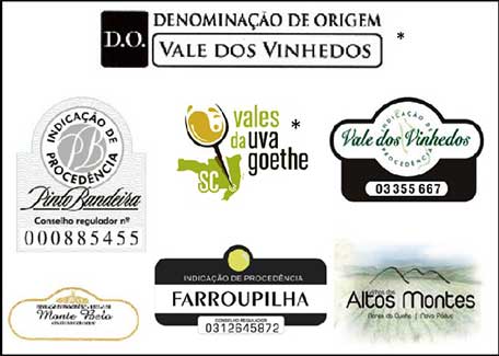 Figure 7. Indications géographiques pour les vins brésiliens reconnues au Brésil.