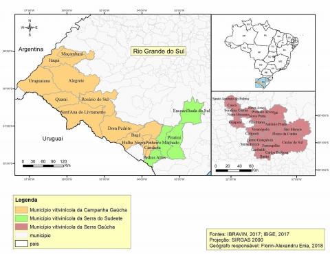 Carte 1. Vitiviniculture dans l’État de Rio Grande do Sul.