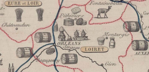 Illustration 5. Détail de la carte de 1830-38 (région d’Orléans)