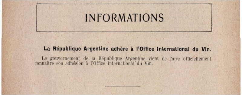 Illustration 5 : l’Argentine rejoint l’OIV en 1929.