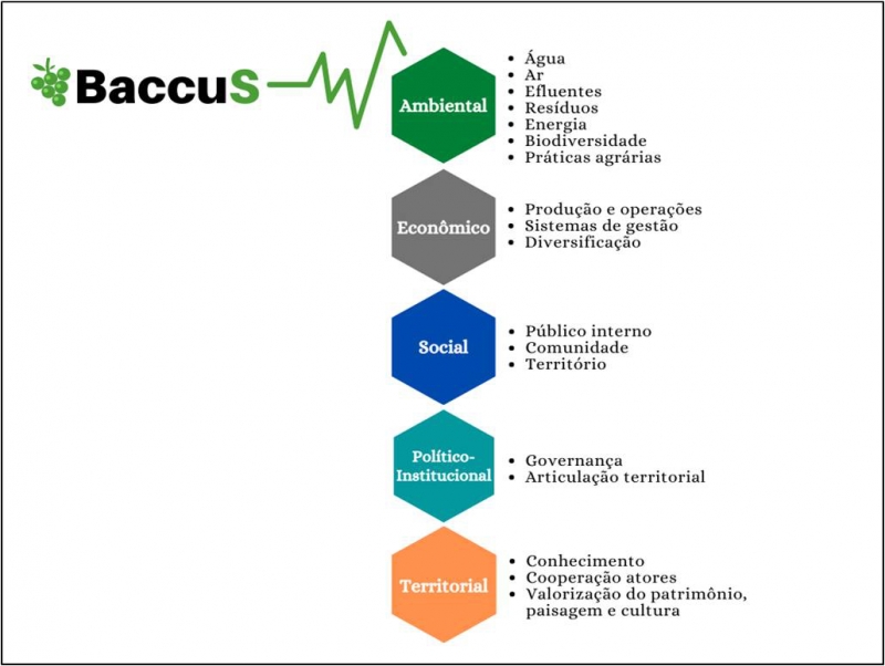 Figura 2. Dimensões de sustentabilidade e seus temas no framework BaccuS.