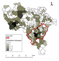 Figure 1 – Diffusion des exploitations biologiques dans le département de Pavie (données : ISTAT).