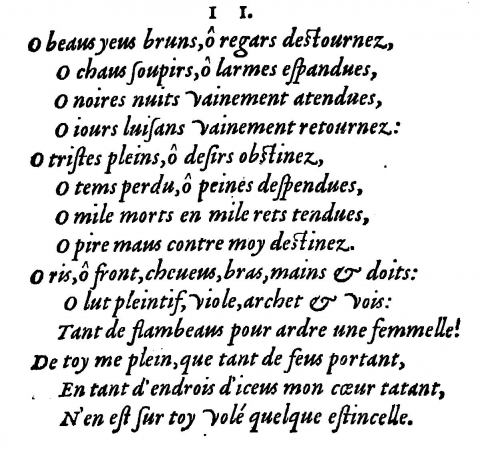 Euvres de Louïse Labé Lionnoize. Revues & corrigees par ladite Dame (1556). Source : gallica.bnf.fr / Bibliothèque municipale de Lyon : rés 355916.