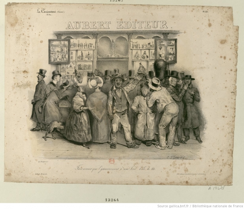 Fig. 2 : Charles-Joseph Traviès, « Faut avouer que l’gouvernement à bien drôle de tête de », La Caricature, 22 décembre 1831. 