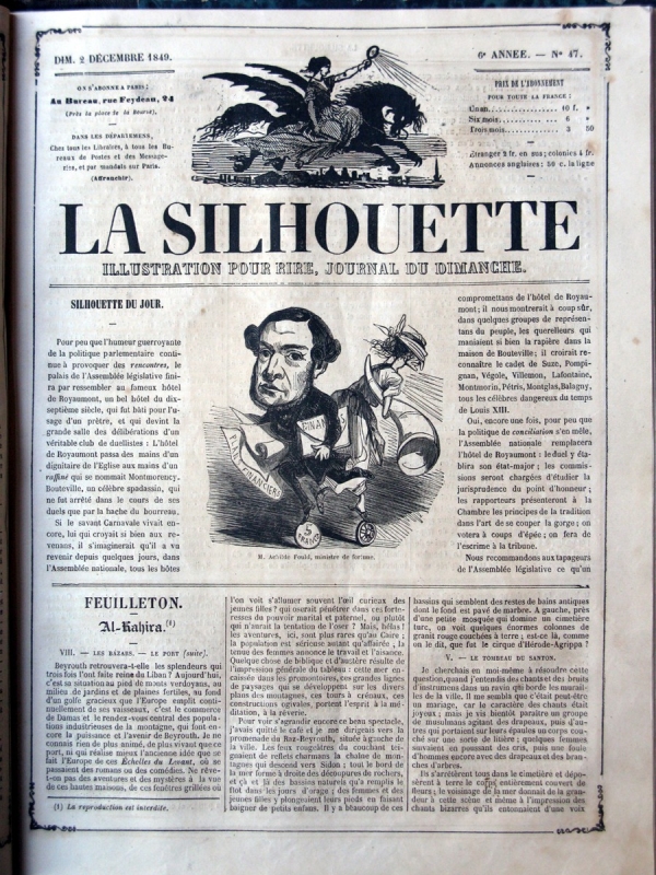 Fig. 3 : « Achilde Fould, ministre de fortune », La Silhouette, n° 47, 2 décembre 1849.