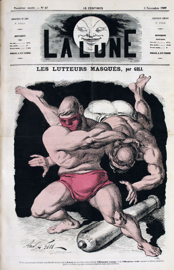 Fig. 4 : André Gill, « Les Lutteurs masqués », La Lune, 3 novembre 1867.