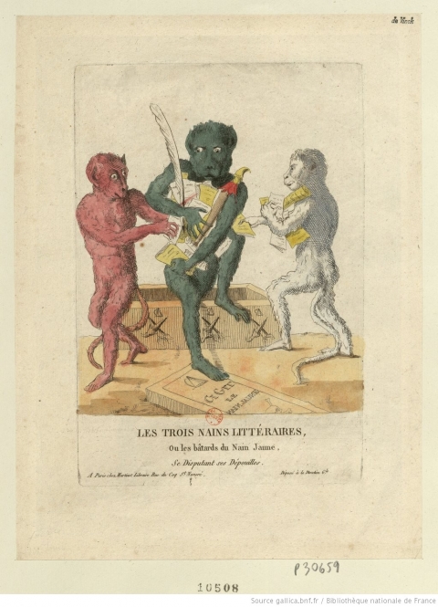 Fig. 6 : Eugène Delacroix, Les Trois Nains Littéraires, ou les bâtards du Nain Jaune, Se Disputant ses Dépouilles, Paris, Martinet, 1815.