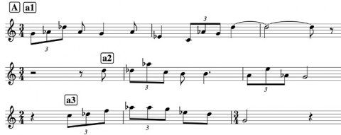 Figure 24. Structure de la première partie de « Wo die Schönen Trompeten Blasen » de McLeod.