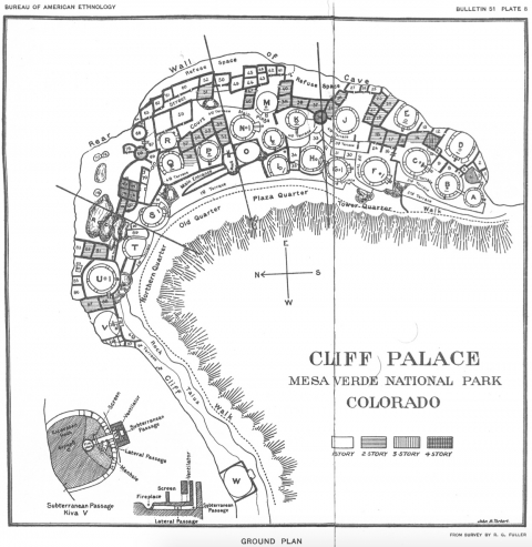 Figure 10. “Cliff Palace,” in Jesse Walter Fewkes, Antiquities of the Mesa Verde National Park (1911).