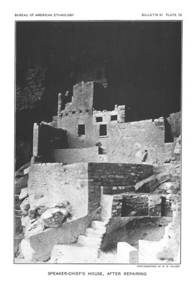 Figure 15. R.G. Fuller, “Speaker-Chief’s House” (Rooms 71-74, Cliff Palace), in Jesse Walter Fewkes, Antiquities of the Mesa Verde National Park (1911).