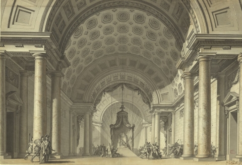 Figure 4. Charles de Wailly, Stage set project for Racine’s Athalie, ink, grey and brown wash, 1783, Paris.