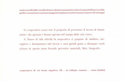 Figure 1. Erklärung der Cooperativa di Via Beato Angelico, 1976, Postkarte.
