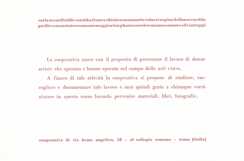Figure 1. Erklärung der Cooperativa di Via Beato Angelico, 1976, Postkarte. 