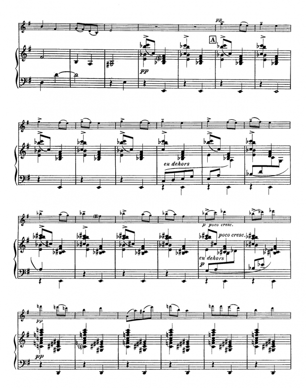 Fig. 2. Maurice Ravel, Berceuse sur nom de Gabriel Fauré (mesures 14 à 38) 