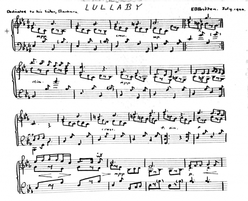 Fig. 2: “Lullaby in Eb”, 1924 (Britten 1924b)